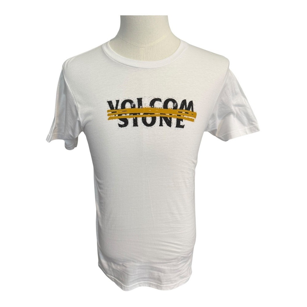 Volcom Stone Graphic T-Shirt Mens Small White Short Sleeve Crew Neck Casual NWT